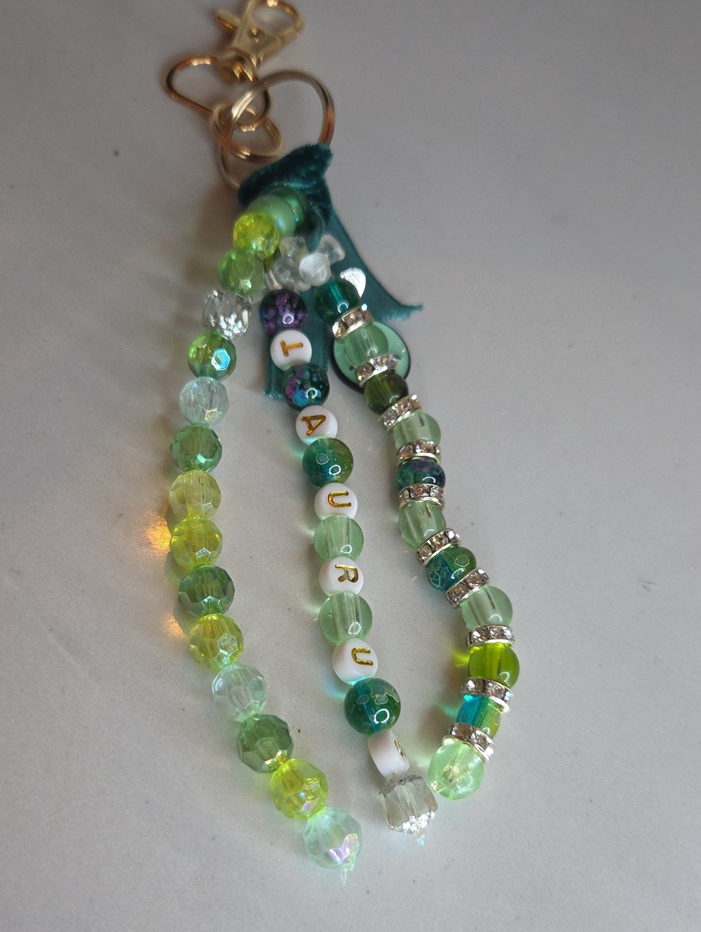 Green Beaded 'TAURUS' Bag Charm